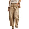 image:imagechouyatou Women Mid Rise Baggy Barrel Jeans Boyfriend Wide Leg Ankle PantsKhaki