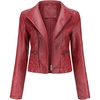 image:imagechouyatou Womens Daily Wear Multiple Color Moto Biker Short Faux Leather JacketRed