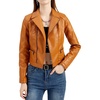 image:imagechouyatou Womens Daily Wear Multiple Color Moto Biker Short Faux Leather JacketTan