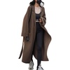 image:imagechouyatou Womens Fall Open Front Long Sweater Blazer Jacket Coatigan Notch Lapel Cardigan Sweater JacketBrown