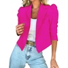 image:imagechouyatou Womens Puff Sleeve One Button Crop Office Blazers Notched Lapel Business Casual Jackets Work SuitRose Red