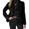 image:imagechouyatou Womens Winter Sherpa Lined Faux Suede Leather Jacket Casual Warm Suede Blazer Jacket CoatsBlack