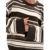 image:imagechouyatou Women Fall Fuzzy Chunky Knit Pullover Striped Sweaters Casual Oversized Crewneck Winter SweaterBrown