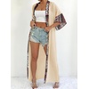 image:imagechouyatou Womens Bohemian Floral Print Maxi Cardigans Open Front Beach Cover Up Long Cardigan ShirtsApricot