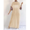 image:imagechouyatou Womens Bohemian Floral Print Maxi Cardigans Open Front Beach Cover Up Long Cardigan ShirtsApricot