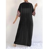 image:imagechouyatou Womens Bohemian Floral Print Maxi Cardigans Open Front Beach Cover Up Long Cardigan ShirtsBlack