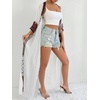 image:imagechouyatou Womens Bohemian Floral Print Maxi Cardigans Open Front Beach Cover Up Long Cardigan ShirtsWhite