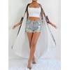 image:imagechouyatou Womens Bohemian Floral Print Maxi Cardigans Open Front Beach Cover Up Long Cardigan ShirtsWhite