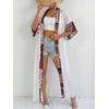 image:imagechouyatou Womens Bohemian Floral Print Maxi Cardigans Open Front Beach Cover Up Long Cardigan ShirtsWhite