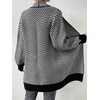 image:imagechouyatou Womens Elegant Shawl Collar Herringbone Striped Cardigan Open Front Color Block Cardigan SweatersBlack