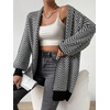 image:imagechouyatou Womens Elegant Shawl Collar Herringbone Striped Cardigan Open Front Color Block Cardigan SweatersBlack
