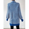 image:imagechouyatou Womens Elegant Shawl Collar Herringbone Striped Cardigan Open Front Color Block Cardigan SweatersBlue