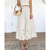 image:imagechouyatou Womens Retro Floral Embroidery ALine Skirt Back Elastic Waist Pleated Midi Long Skirt with PocketsGray