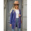 image:imagechouyatou Womens Trendy Fall Tweed Fringe Knit Oversized Cardigan Plaid Open Front Sweater JacketBlue