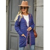 image:imagechouyatou Womens Trendy Fall Tweed Fringe Knit Oversized Cardigan Plaid Open Front Sweater JacketBlue