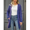 image:imagechouyatou Womens Trendy Fall Tweed Fringe Knit Oversized Cardigan Plaid Open Front Sweater JacketBlue
