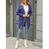 image:imagechouyatou Womens Trendy Fall Tweed Fringe Knit Oversized Cardigan Plaid Open Front Sweater JacketBlue