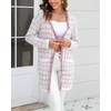 image:imagechouyatou Womens Trendy Fall Tweed Fringe Knit Oversized Cardigan Plaid Open Front Sweater JacketPink