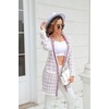 image:imagechouyatou Womens Trendy Fall Tweed Fringe Knit Oversized Cardigan Plaid Open Front Sweater JacketPink