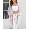 image:imagechouyatou Womens Trendy Fall Tweed Fringe Knit Oversized Cardigan Plaid Open Front Sweater JacketPink