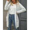 image:imagechouyatou Womens Trendy Fall Tweed Fringe Knit Oversized Cardigan Plaid Open Front Sweater JacketWhite
