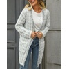 image:imagechouyatou Womens Trendy Fall Tweed Fringe Knit Oversized Cardigan Plaid Open Front Sweater JacketWhite