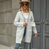 image:imagechouyatou Womens Trendy Fall Tweed Fringe Knit Oversized Cardigan Plaid Open Front Sweater JacketWhite