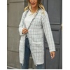image:imagechouyatou Womens Trendy Fall Tweed Fringe Knit Oversized Cardigan Plaid Open Front Sweater JacketWhite