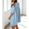 image:imagechouyatou Womens Y2k Cute Short Sleeve Knitted Cardigan Open Front Hooded Cardigan Sweaters with PocketsLight Blue