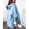 image:imagechouyatou Womens Y2k Cute Short Sleeve Knitted Cardigan Open Front Hooded Cardigan Sweaters with PocketsLight Blue