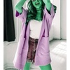 image:imagechouyatou Womens Y2k Cute Short Sleeve Knitted Cardigan Open Front Hooded Cardigan Sweaters with PocketsPurple