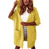 image:imagechouyatou Womens Y2k Cute Short Sleeve Knitted Cardigan Open Front Hooded Cardigan Sweaters with PocketsYellow
