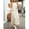 image:imagechouyatou Womens Denim Bib Overall Dress Suspender Strap Jean Long DressBeige White