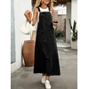 image:imagechouyatou Womens Denim Bib Overall Dress Suspender Strap Jean Long DressBlack