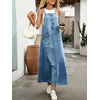 image:imagechouyatou Womens Denim Bib Overall Dress Suspender Strap Jean Long DressBlue