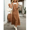image:imagechouyatou Womens Denim Bib Overall Dress Suspender Strap Jean Long DressBrown
