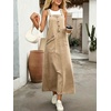 image:imagechouyatou Womens Denim Bib Overall Dress Suspender Strap Jean Long DressKhaki
