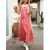 image:imagechouyatou Womens Denim Bib Overall Dress Suspender Strap Jean Long DressWatermelon Red