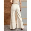 image:imagechouyatou Womens Distressed Floral Jeans Fringe Flare Wide Leg Denim PantsBeige White