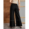 image:imagechouyatou Womens Distressed Floral Jeans Fringe Flare Wide Leg Denim PantsBlack