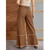 image:imagechouyatou Womens Distressed Floral Jeans Fringe Flare Wide Leg Denim PantsBrown
