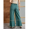 image:imagechouyatou Womens Distressed Floral Jeans Fringe Flare Wide Leg Denim PantsVintage Blue