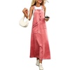 image:imagechouyatou Womens Denim Bib Overall Dress Suspender Strap Jean Long DressWatermelon Red