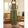 image:imagechouyatou Womens Suspender Strap Denim Bib Overalls Street Baggy JumpsuitArmy Green