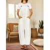 image:imagechouyatou Womens Suspender Strap Denim Bib Overalls Street Baggy JumpsuitBeige White