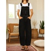 image:imagechouyatou Womens Suspender Strap Denim Bib Overalls Street Baggy JumpsuitBlack