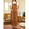 image:imagechouyatou Womens Suspender Strap Denim Bib Overalls Street Baggy JumpsuitBrown