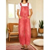 image:imagechouyatou Womens Suspender Strap Denim Bib Overalls Street Baggy JumpsuitWatermelon Red