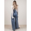 image:imagechouyatou Womens Wide Leg Denim Bib Overalls Y2K Patchwork Jeans JumpsuitBlue