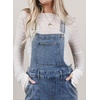 image:imagechouyatou Womens Wide Leg Denim Bib Overalls Y2K Patchwork Jeans JumpsuitBlue